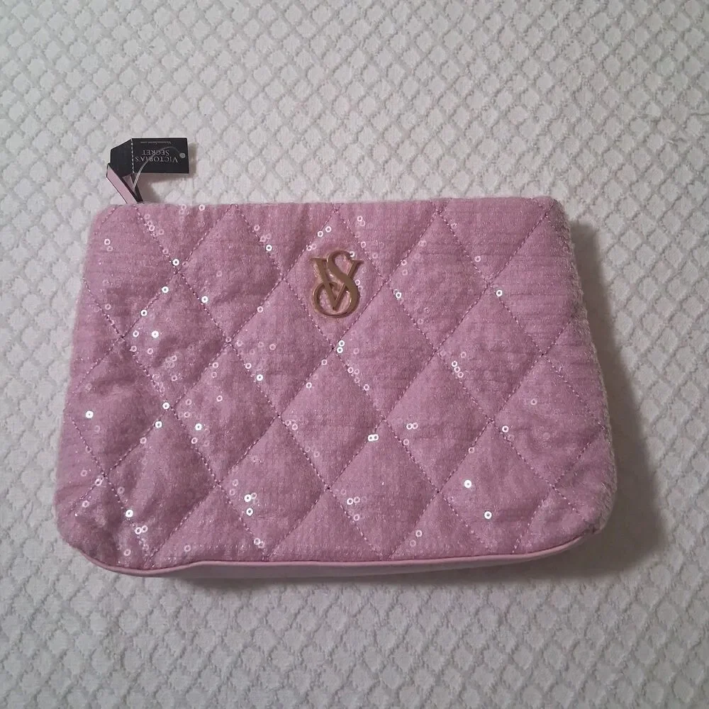 NWT Sequin Pink Makeup Small Clutch Bag Glam Sparkle Coqutte Princess Barbie